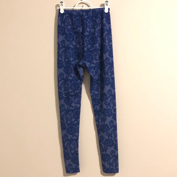 KTOO high waist cobalt blue lace overlay leggings - Picture 4 of 10